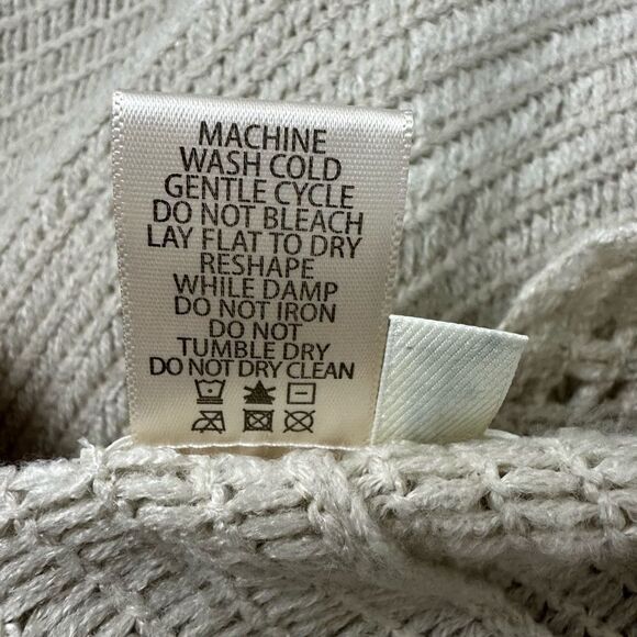 Max Studio Womens Open Front Oversized Wrap Sweater Beige Knit Fringe Lagenlook - Picture 5 of 7